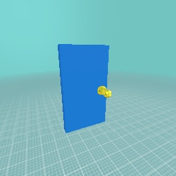Blue door with gold handle