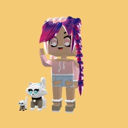 The girl with her beautiful cats