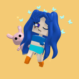 funneh holding rainbow teddy