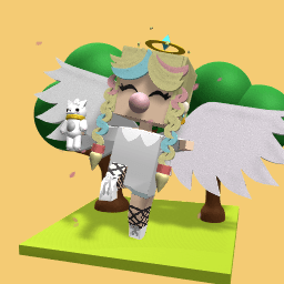 Little girl with her toys and her pet