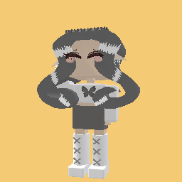 Adorable cute gray butterfly girl avatar