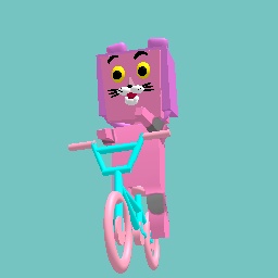 pink panther riding a bike