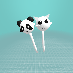 Cat and panda lollipops