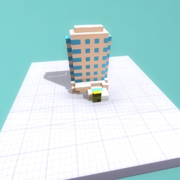 Building with green and yellow or gold door