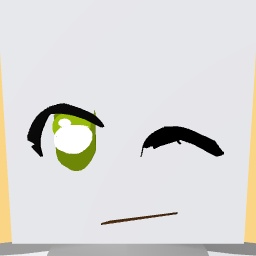 Green anime half opened eyes