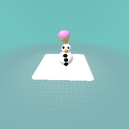 Snow man with a ice cream on top