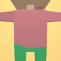 Pink shirt with some green pants