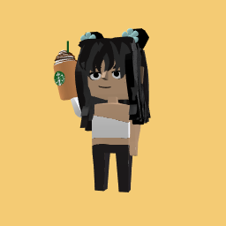 My sister holding coffe