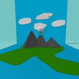 a volcano on a island