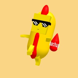 Hot dog man with kechup