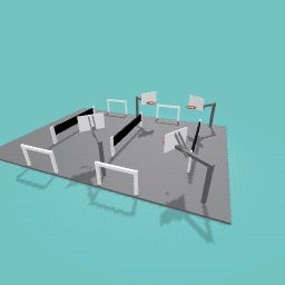 occupied basketball court