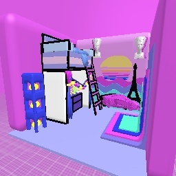 Vaporwave aesthetic bedroom