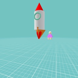 Girl about to hop into the rocket