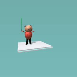 Old Guy holding a lightsaber