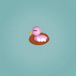 A pink bird with eggs