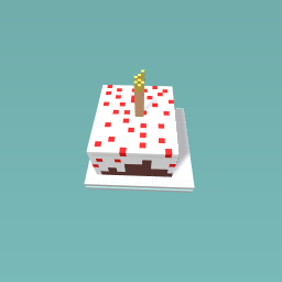 Mincraft Cake with a Candle