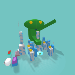 Idk some weird frog destroying a city