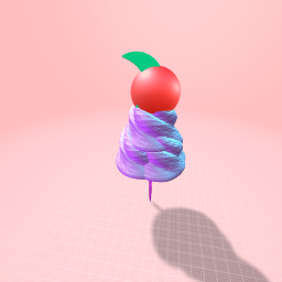 Cotton candy lollipop with a cherry on top