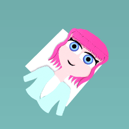 A girl with pink hair and blue eyes