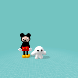 Mickey Mouse with a snow gremlin!!