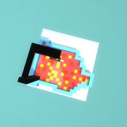 Boy hanging over pit of lava