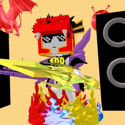 Cool,red dragon warrior with boombox and rainbow inferno