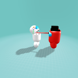 White impostor eating red crewmate