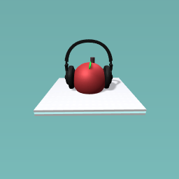 An apple whith headphones