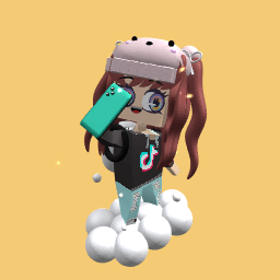 Cute girl walking on clouds