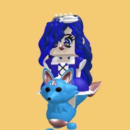 Blue bubblegum girl with a kitsune!