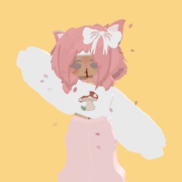 Cute pink gril cat kawaii mushroom 