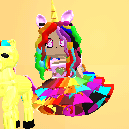cute rainbow unicorn girl and pet
