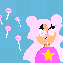 The girl eats a lollipop