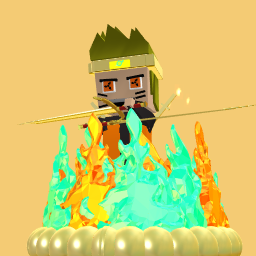 Golden Naruto with Ethereal Fire and Blades