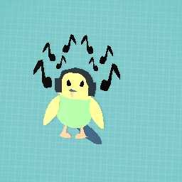 Bird listening to music