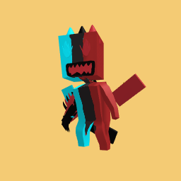 cyan black and red monster