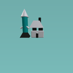 Modern house with a rocket