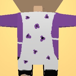 Purple sweater with black jeans and apron
