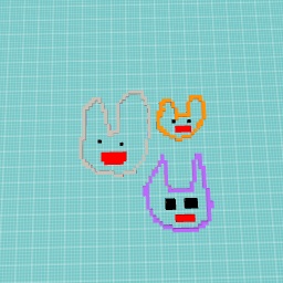 The purple is a cat the orange is a tiger that Gray is a rabbit