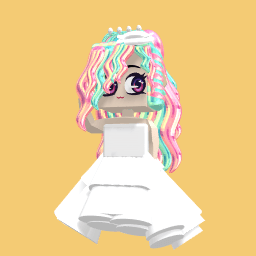 White dress with multicoloured hair