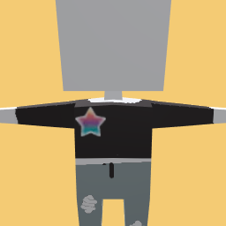 Star shirt with ripped grey pants