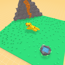 A Grassy Field w/Lava