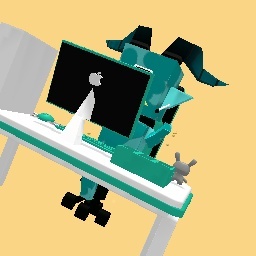 Alien goat on computer