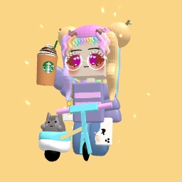 Cute preepy chibi girl that just got starbucks and took her new iphone 15pro