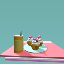 Orange juice and vanilla cream and berry cupcakes