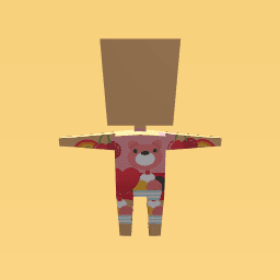 Bear shirt and red dotty black shorts