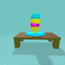 Ice cream in a plate and a table