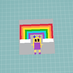 Cute girl under a rainbow