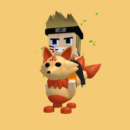 Naruto riding on 9 tailed fox