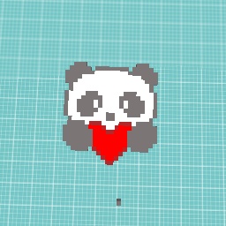 Cute pixal panda holding a heart